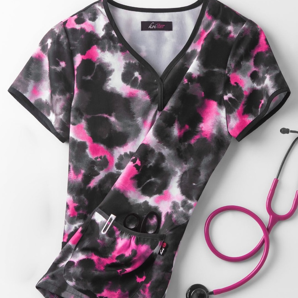Koi Lite dye scrub top